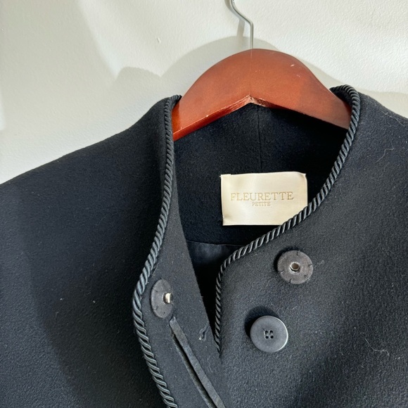 Fleurette Loro Piana Black City Classic Wool Coat / Trench Size 10P - Picture 4 of 14